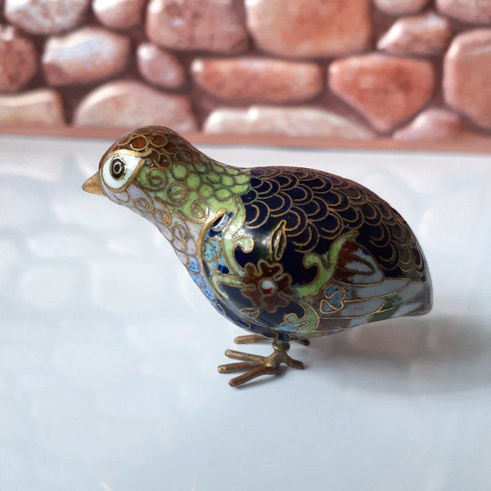 Vintage Cloisonne Quail Bird Figurine